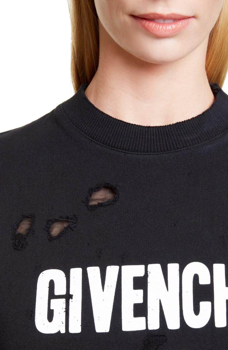 Givenchy Destroyed Cotton Sweatshirt, Alternate, color, 