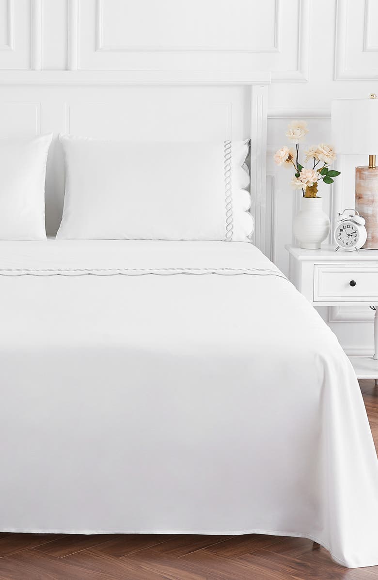 MELANGE HOME Scallop Rope 600 Thread Count Sheet Set, Alternate, color, Grey