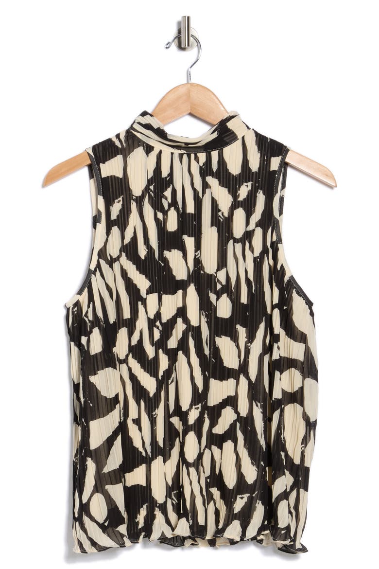 Plissé Sleeveless Top, Alternate, color, BLACK OVERSIZED FLORAL