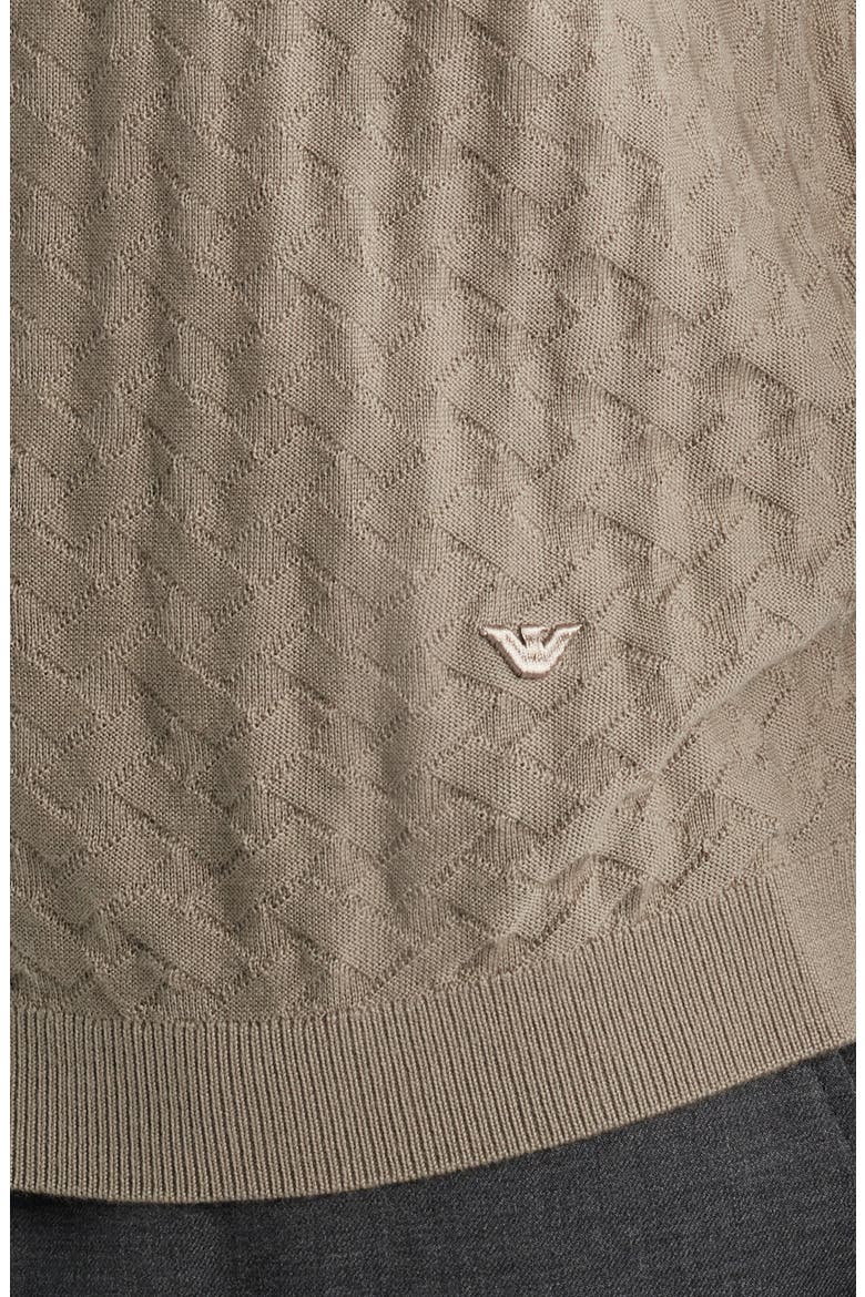 Basket-Weave Stitch Johnny Collar Virgin Wool Polo Sweater, Alternate, color, SOLID MEDIUM BEIGE