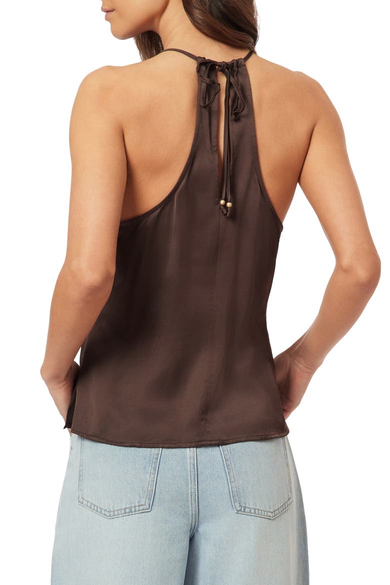 Back Tie Sleeveless Satin Top, Alternate, color, HOT FUDGE