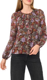 Halogen® Long Sleeve Ruffle Top