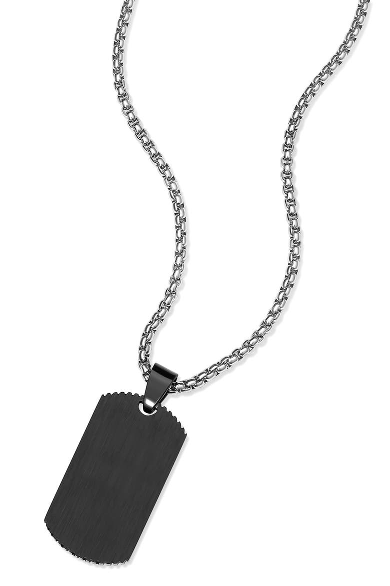 Men's Textured Dog Tag Pendant Necklace, Alternate, color, BLACK