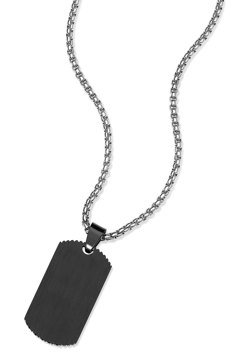 Brook and York Men's Textured Dog Tag Pendant Necklace, Alternate, color, Black