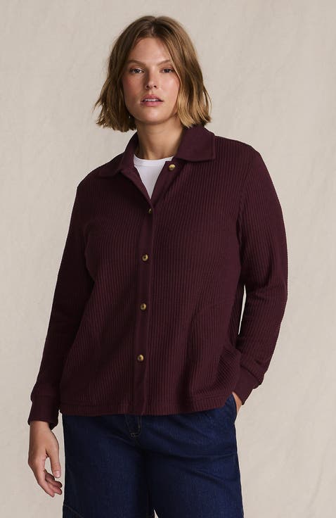 Waffle Relaxed Long Sleeve Shirt Jacket