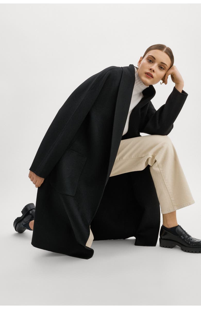 LAMARQUE Thara | Shawl Collar Wool Coat, Alternate, color, Black