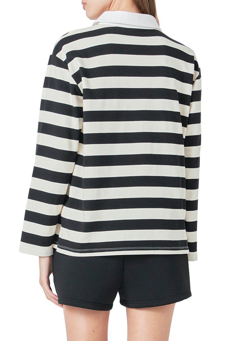 Stripe Cotton Blend Polo Shirt, Alternate, color, BLACK/WHITE