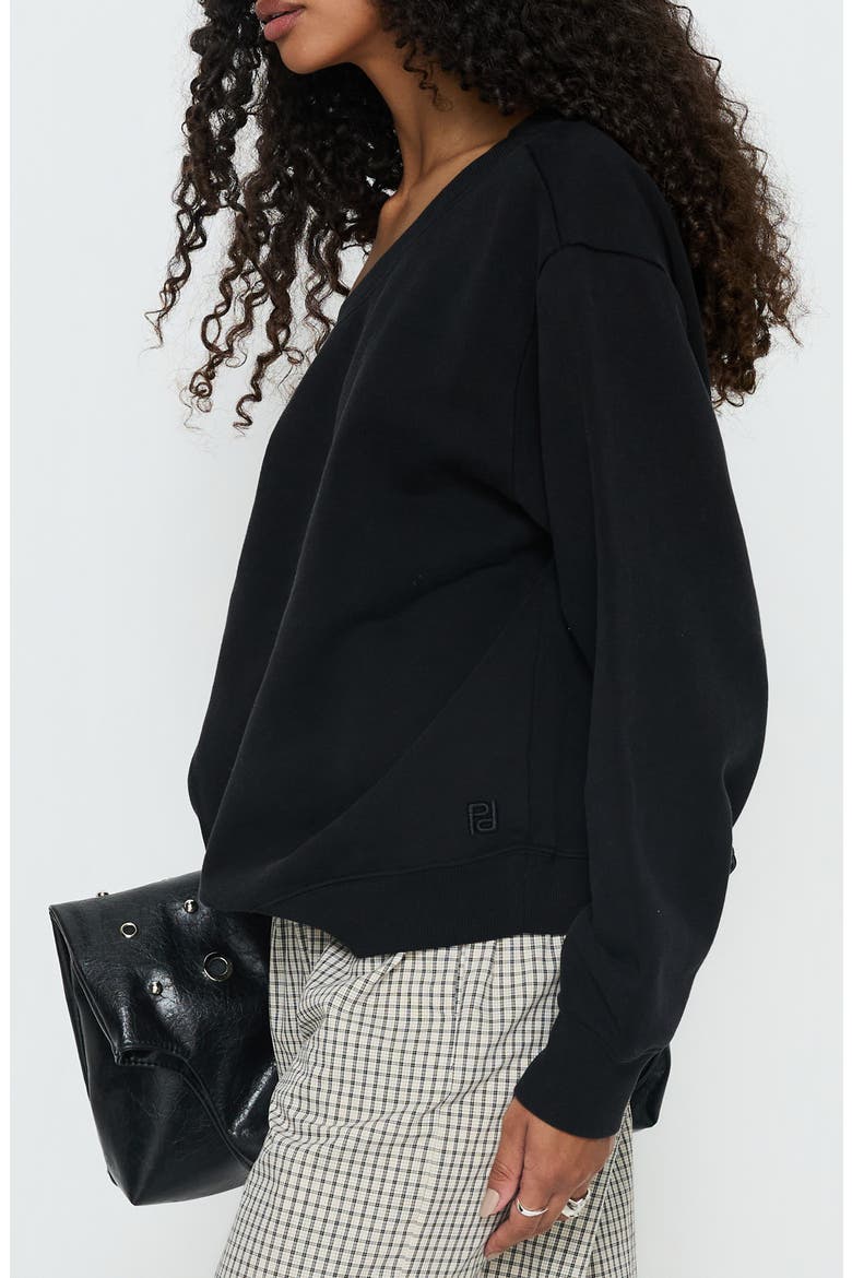 Wellness One-Shoulder Sweatshirt, Alternate, color, WASHED BLACK