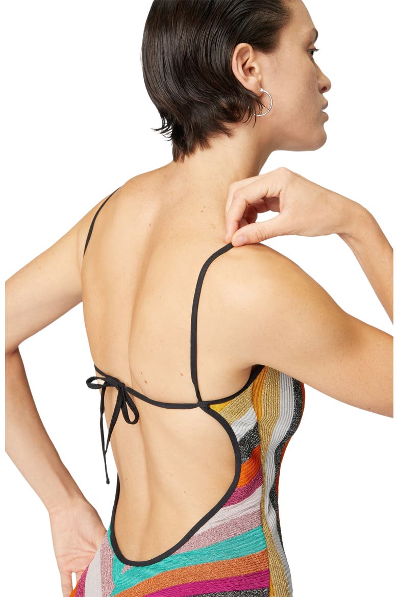 One-piece Swimsuit In Striped Ribbed Lamé Knit, Alternate, color, Multicoloured