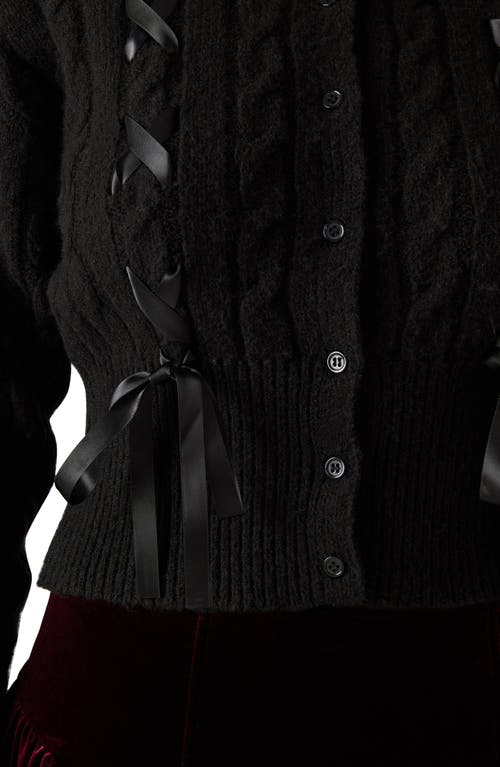 Steve Madden Saidee Ribbon Detail Cable Cardigan In Black