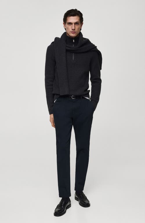Mango Slim Fit Flat Front Cotton Stretch Twill Chinos In Dark Navy