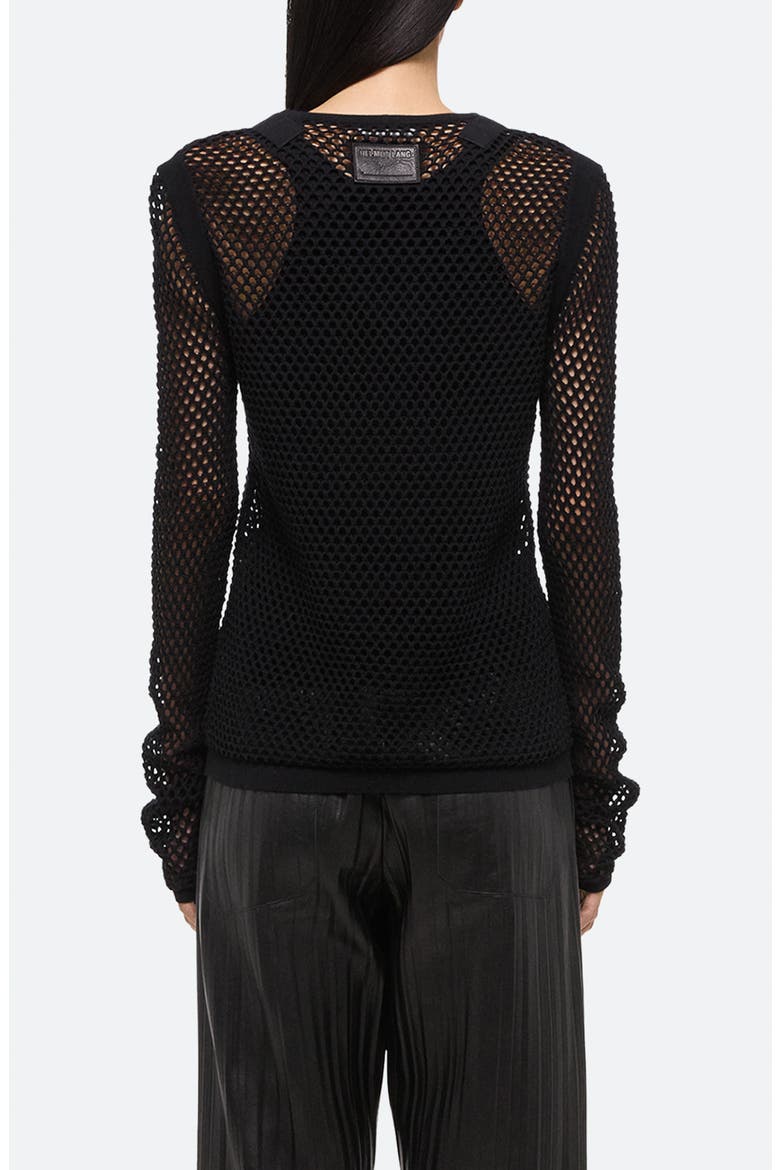 Mesh Cotton Knit Top, Alternate, color, BLACK