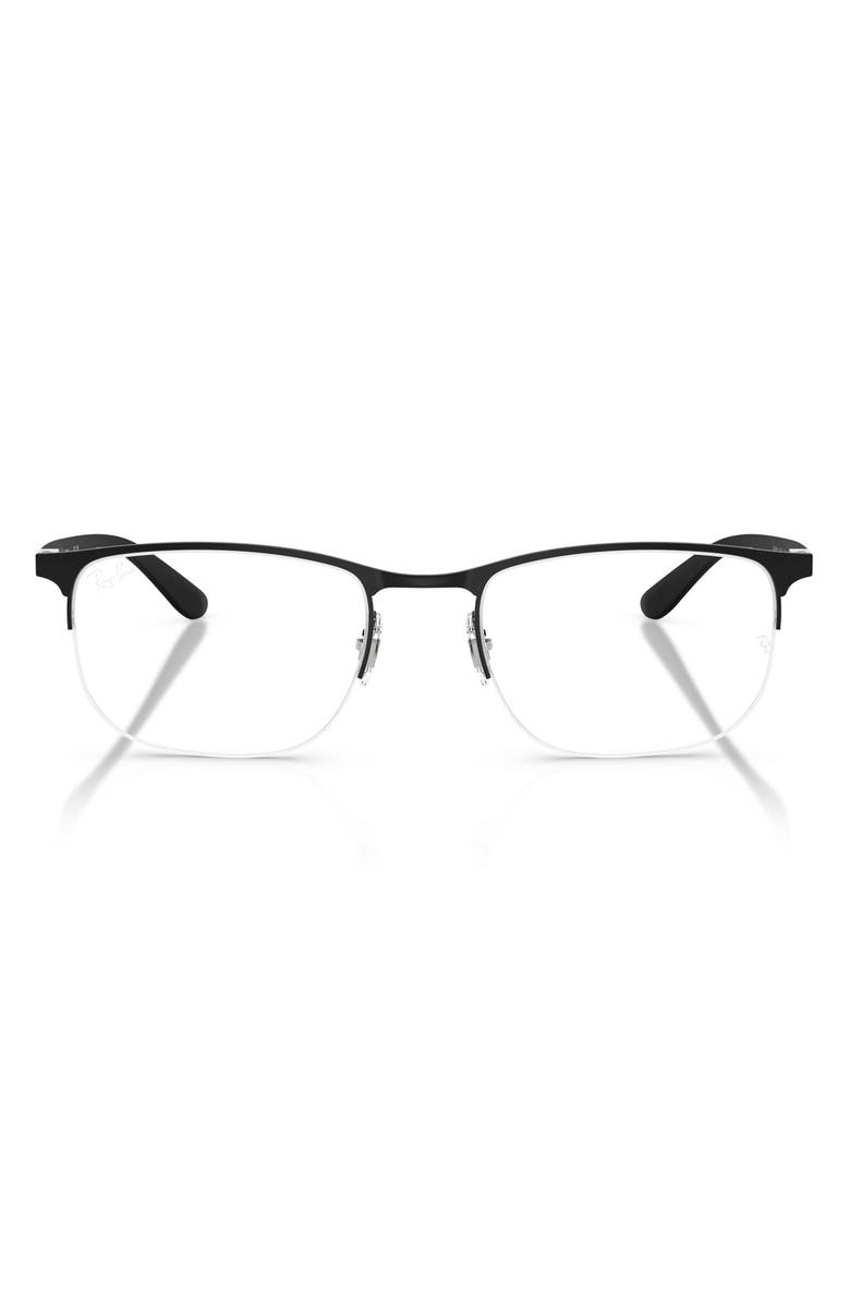 Ray-Ban 53mm Irregular Optical Glasses, Main, color, Matte Black