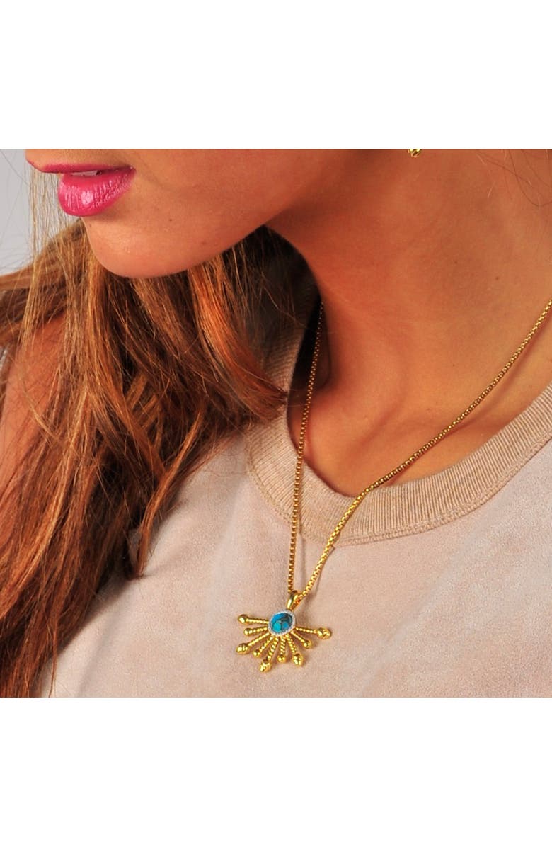 LuvMyJewelry Daybreak 14K Gold Vermeil Turquoise & Diamond Pendant Necklace, Alternate, color,