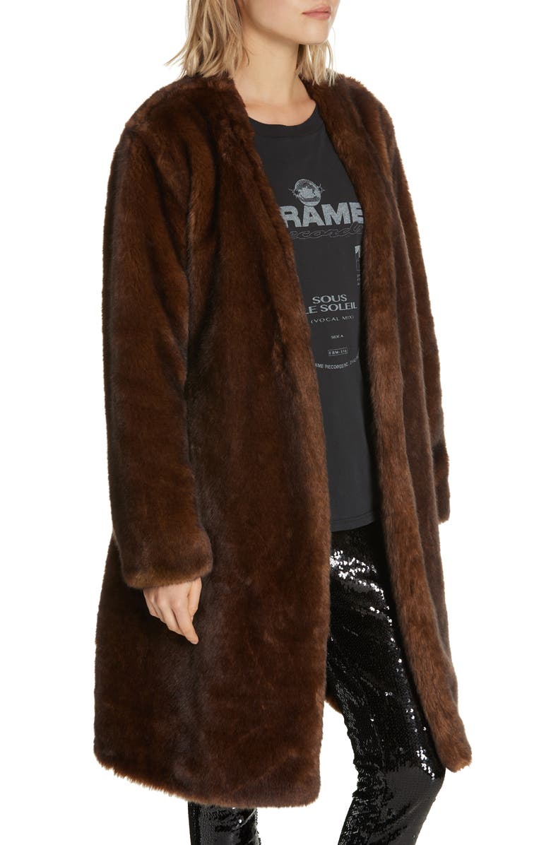 FRAME Faux Mink Fur Robe Coat, Alternate, color, 