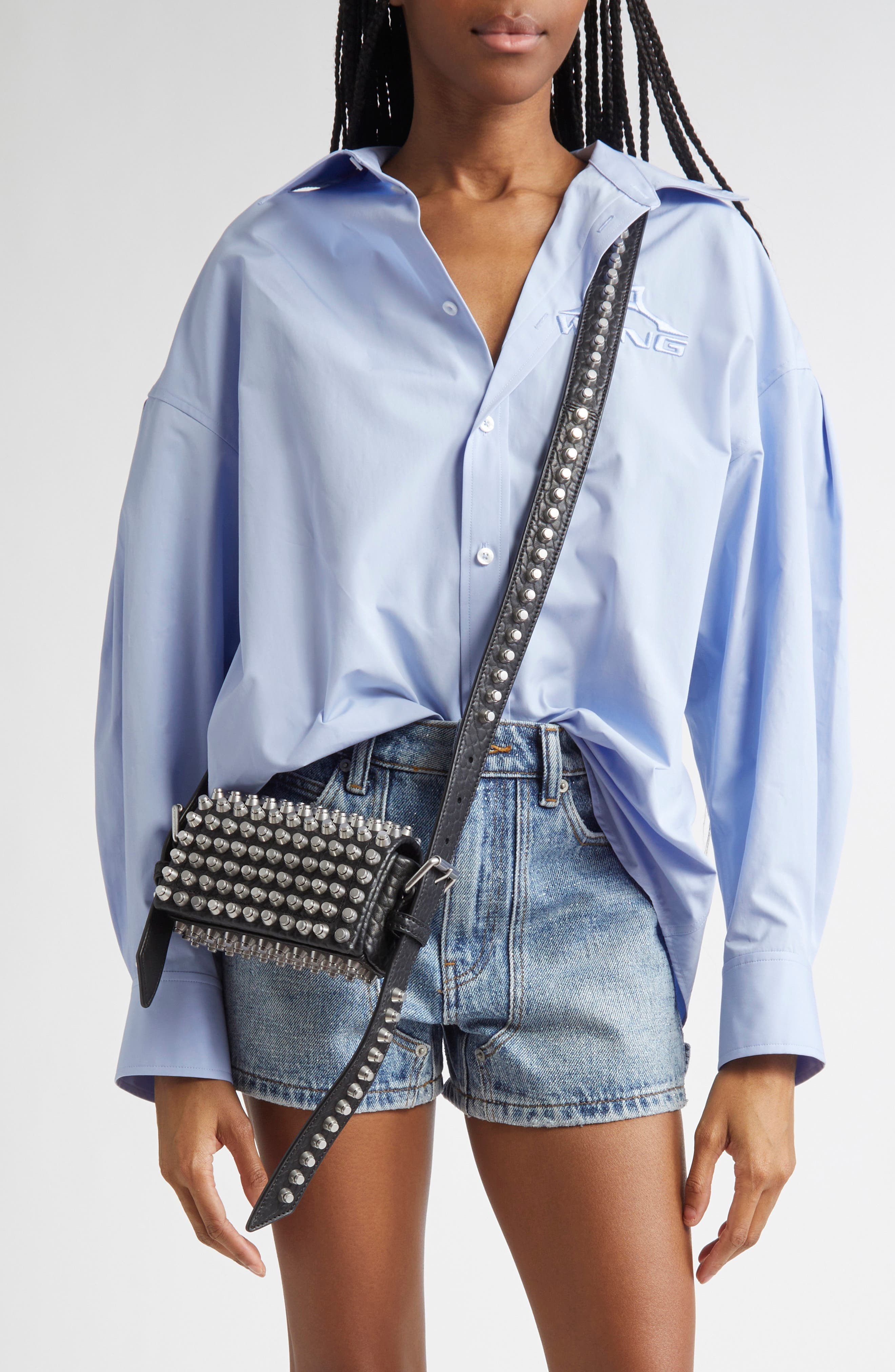 Alexander Wang Mini Ricco Primal Leather Crossbody Bag, Alternate, color, Black