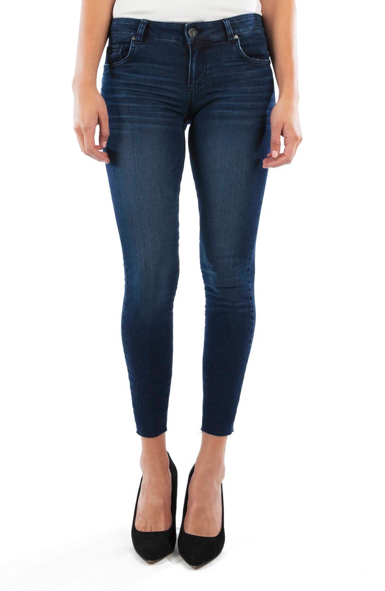 KUT from the Kloth Connie High Waist Raw Hem Ankle Skinny Jeans, Main, color, 
