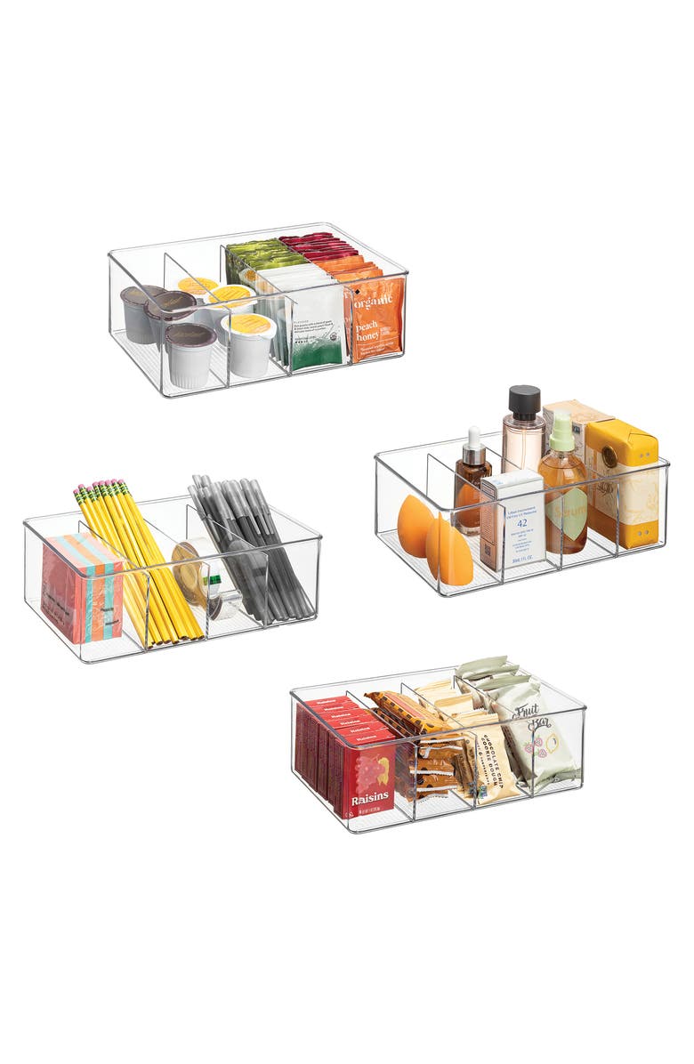 SORBUS 4-Pack Clear Divider Storage Bins, Alternate, color,