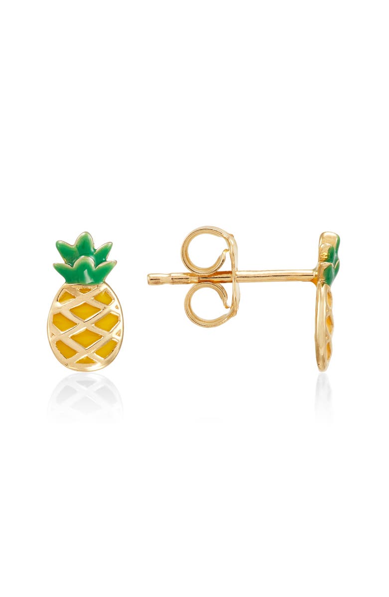 Frankie & Zoe Pineapple Stud Earrings, Alternate, color, Yellow Gold