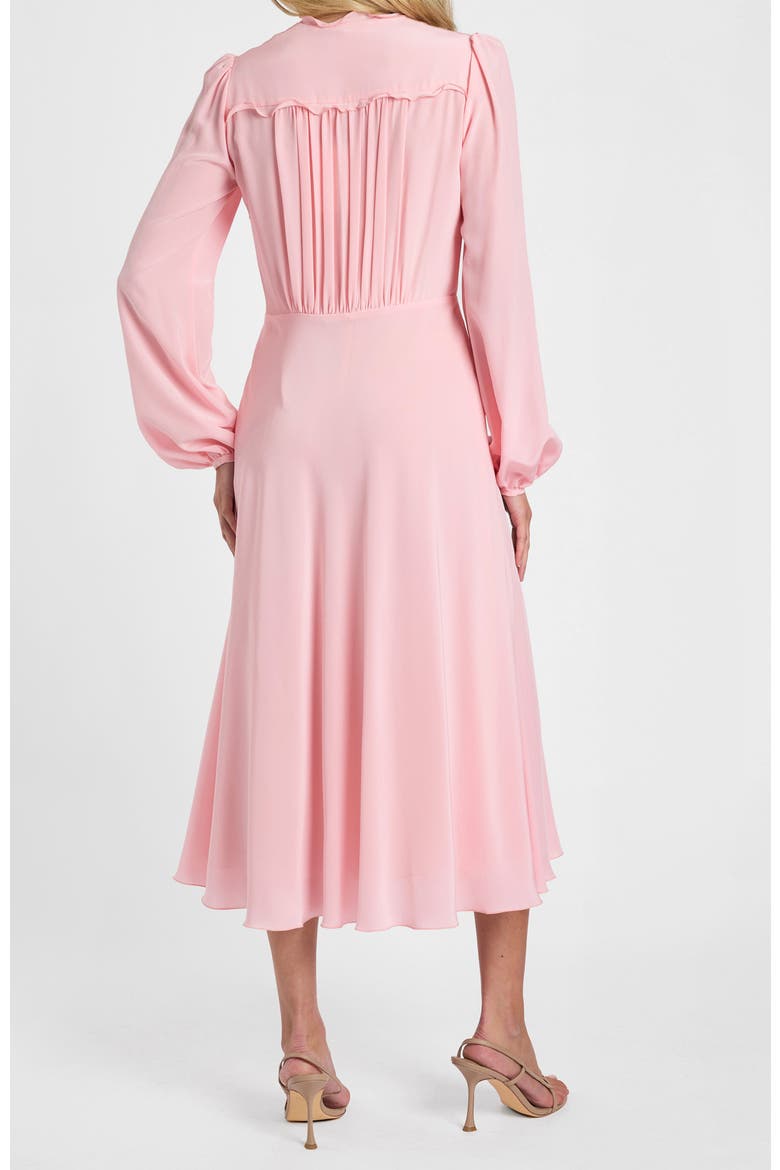 Amal Long Sleeve Midi Dress in Silk Crepe De Chine, Alternate, color, Candy Pink
