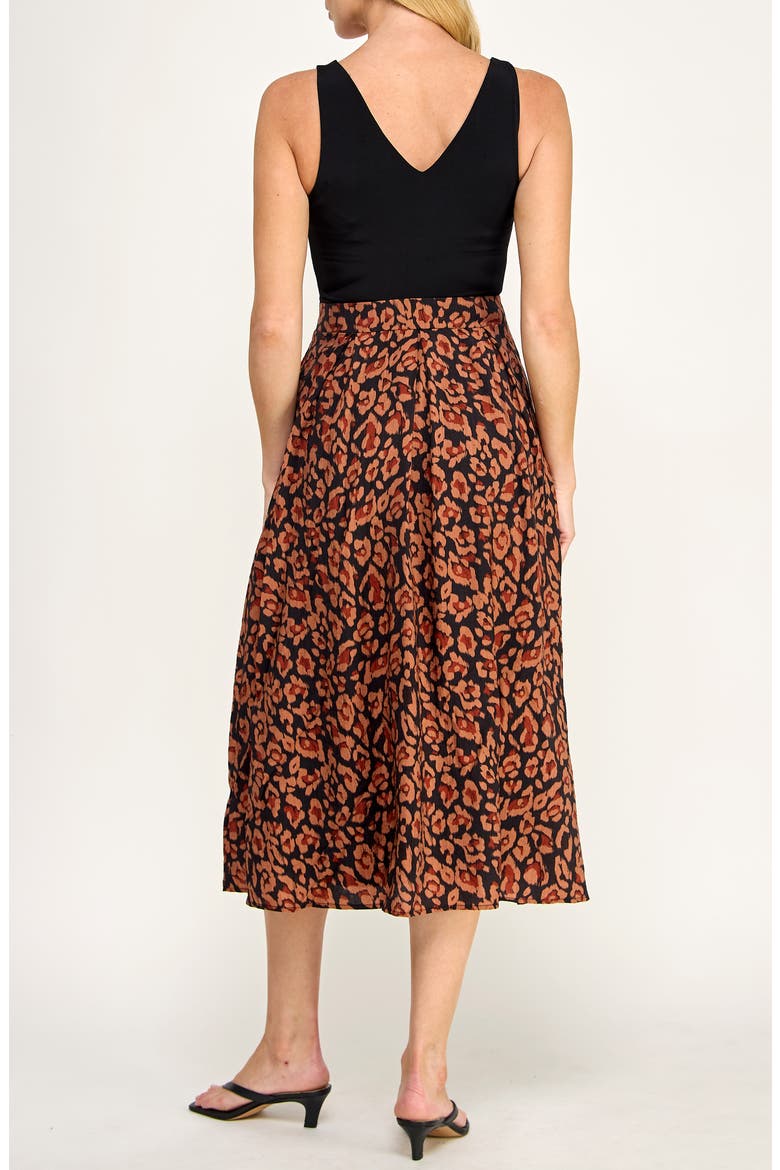 Mixed Media Midi Dress, Alternate, color, BLACK/ RUST