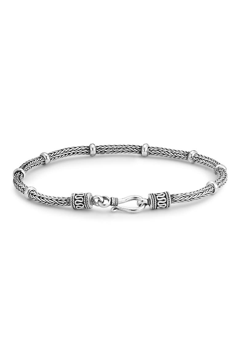 Sterling Silver Woven Balinese Design Bracelet, Main, color, SILVER