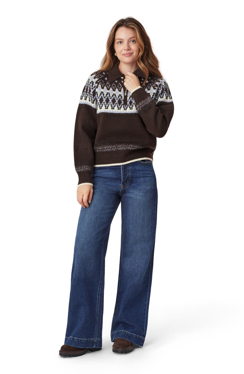 Scotch & Soda Quarter Zip Pullover, Alternate, color, Seal Brown Even Antique White