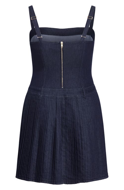 City Chic Skye Fit & Flare Denim Minidress In Dark Denim