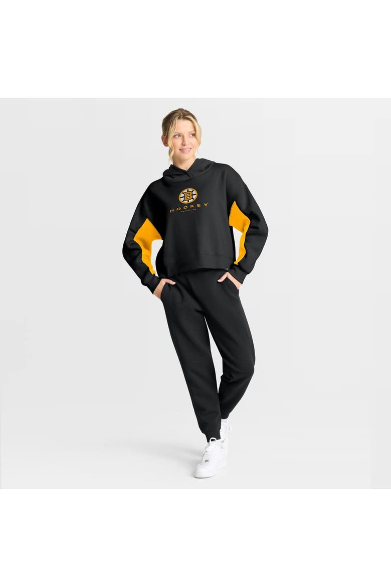 Women's Fanatics  Black Boston Bruins Back Check Boxy Hoodie, Alternate, color, Black