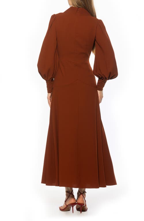 Alexia Admor Kate Collared Long Sleeve Maxi Dress In Brown