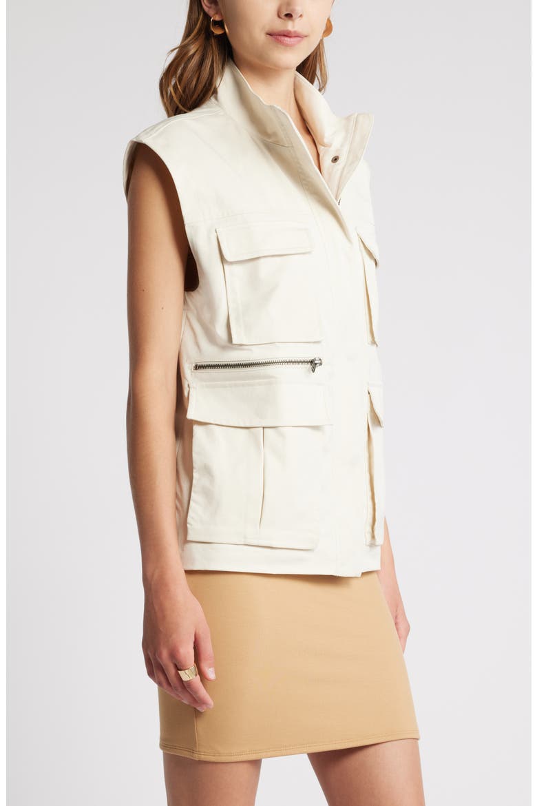 Twill Cargo Vest, Alternate, color, IVORY DOVE