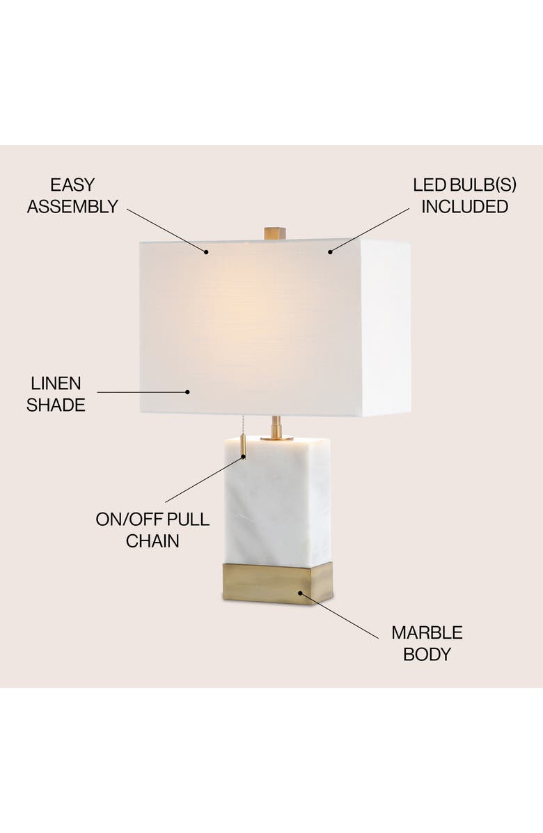 JONATHAN Y Trevor Marble/Iron Gold Modern Console LED Table Lamp, Alternate, color, 