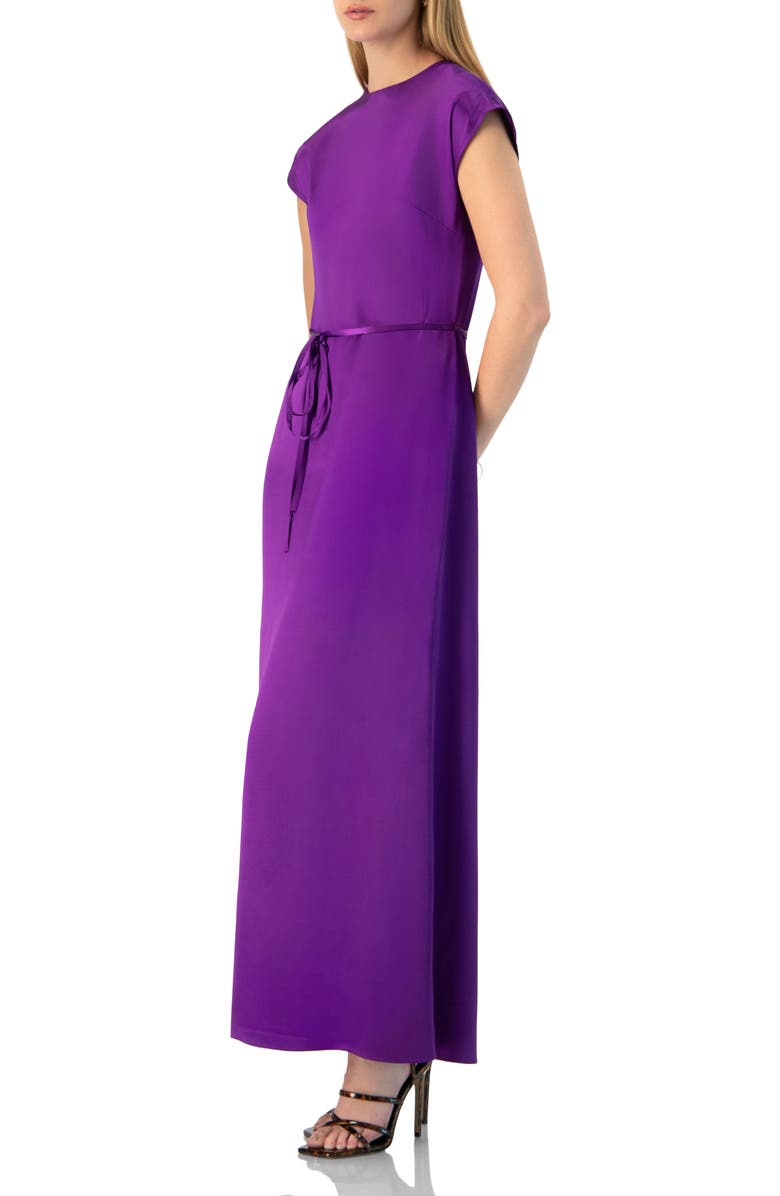 IVONNE Sleeveless Satin Long Dress, Alternate, color, Purple