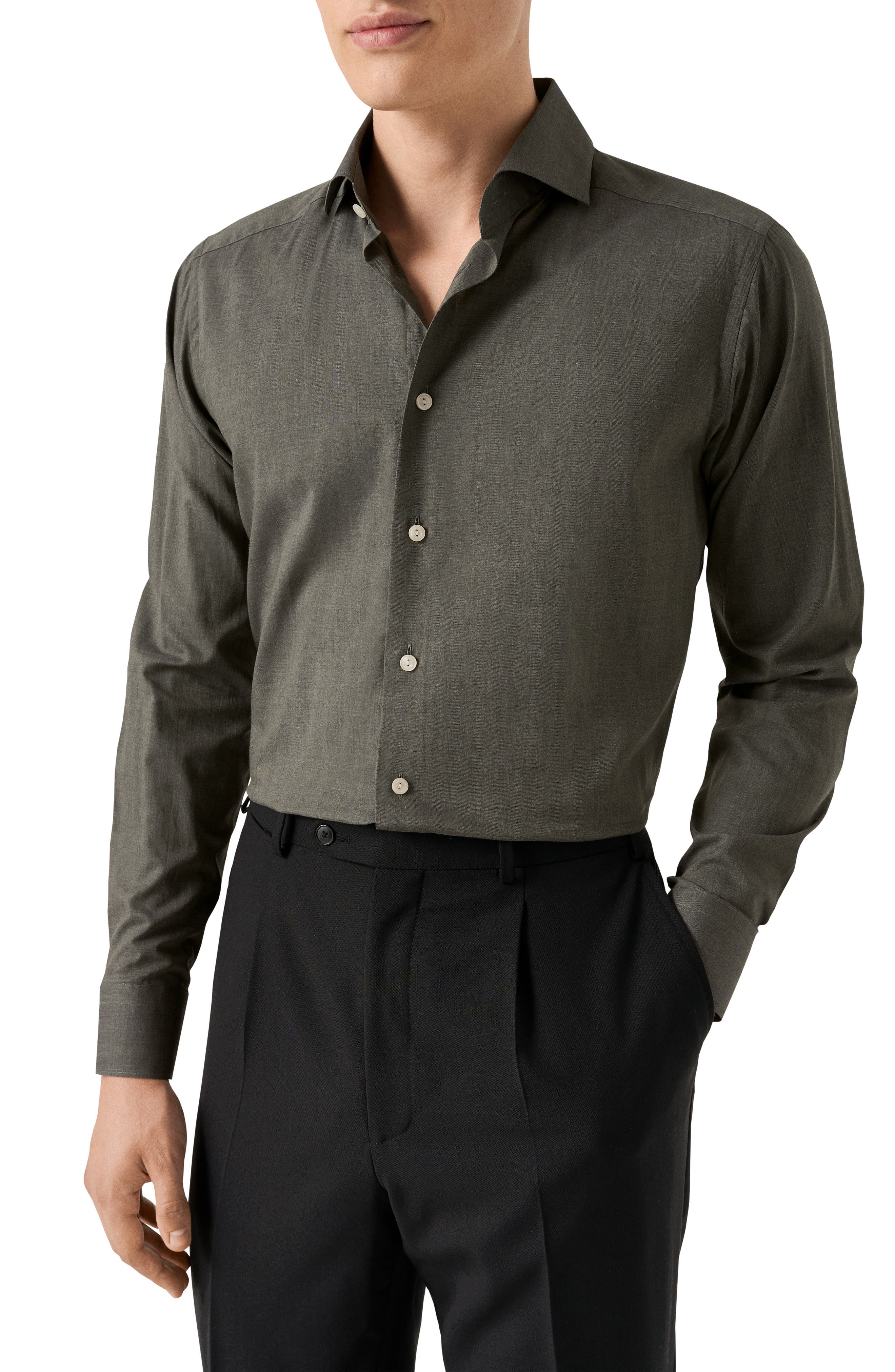 Eton Slim Fit Flannel Dress Shirt