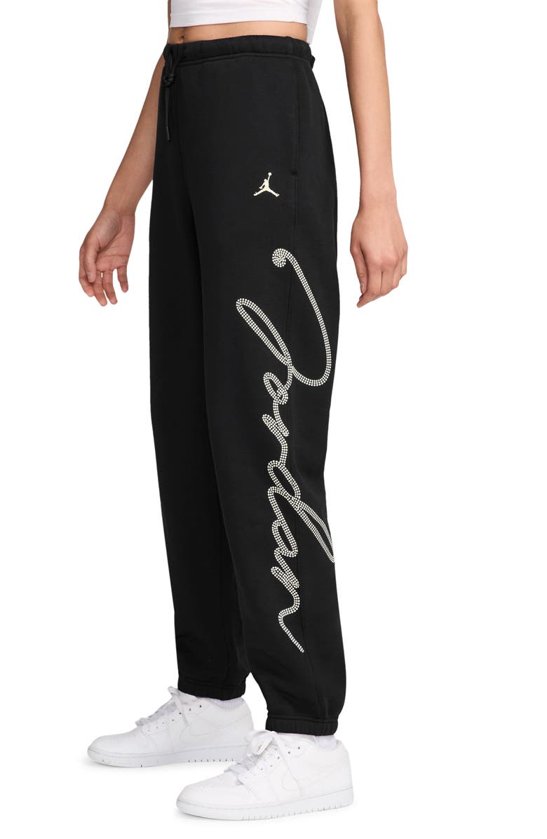 Jordan Brooklyn Fleece Rhinestone Logo Sweatpants, Main, color, 