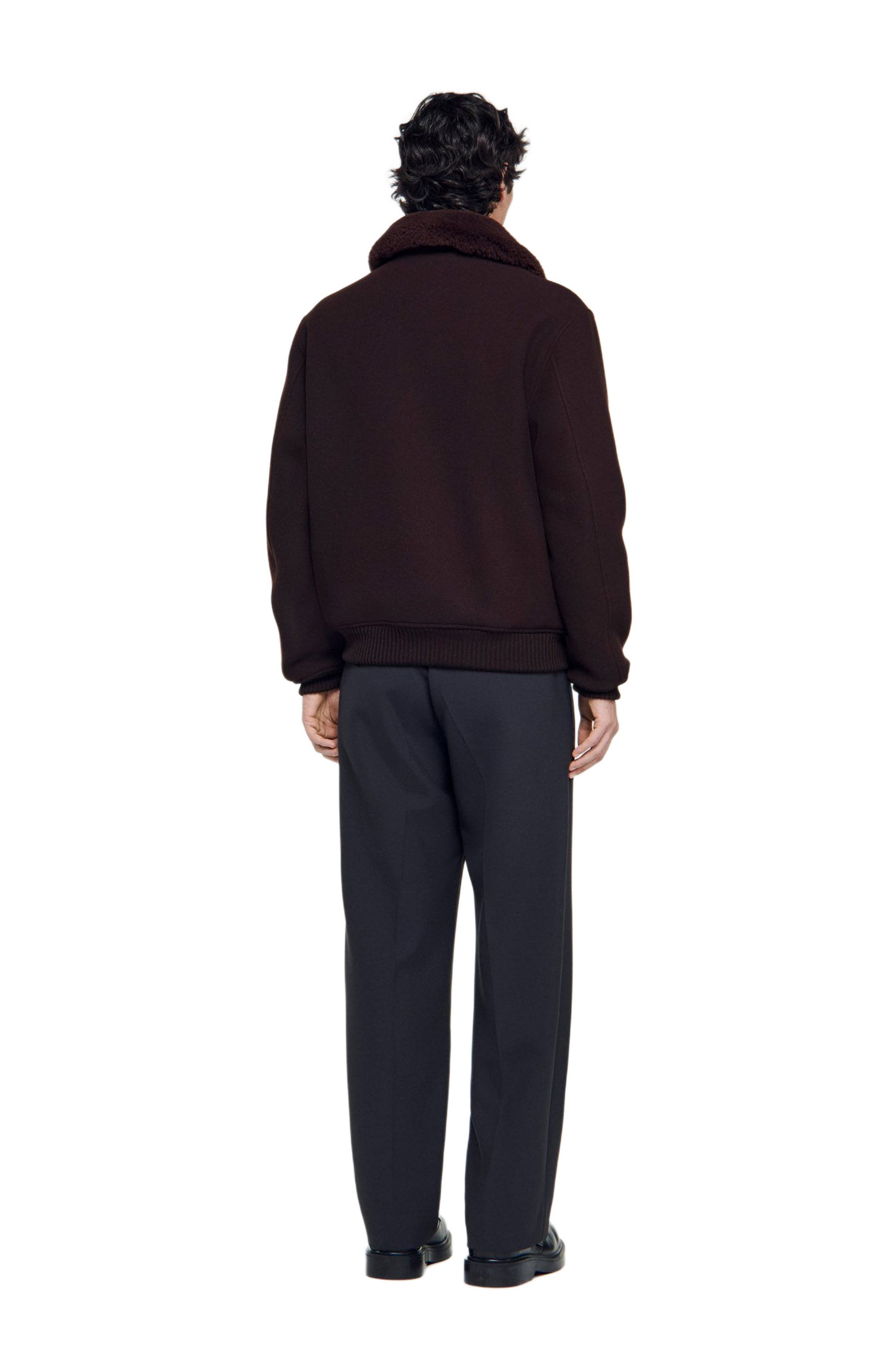 Wool aviator jacket with shearling - image 4