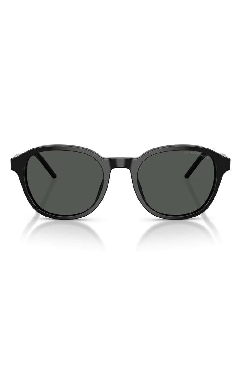 Emporio Armani 51mm Pillow Sunglasses, Main, color, Shiny Black / Dark Grey