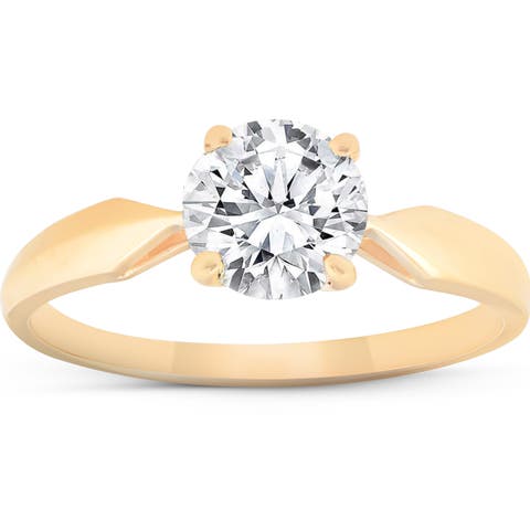 Certified 1 1/2Ct Solitaire Diamond Engagement Ring 14k Gold Lab Grown