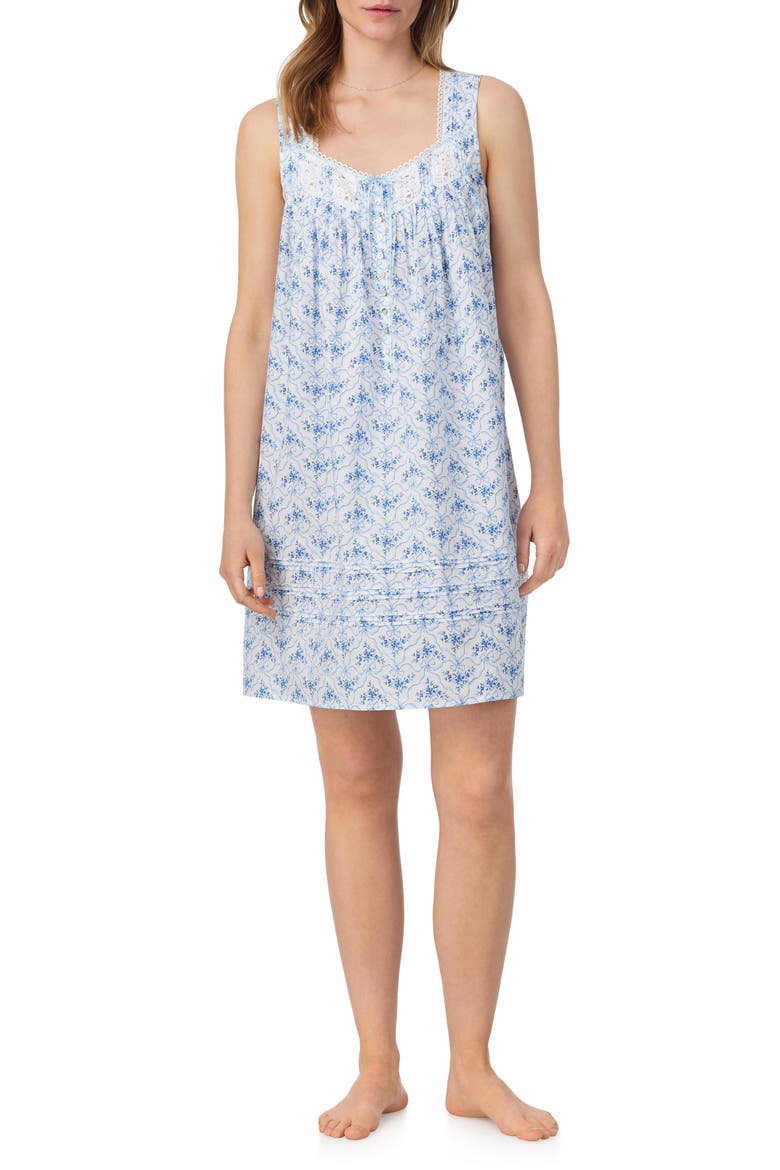 Short Cotton Chemise, Main, color, RIBBON PRINT