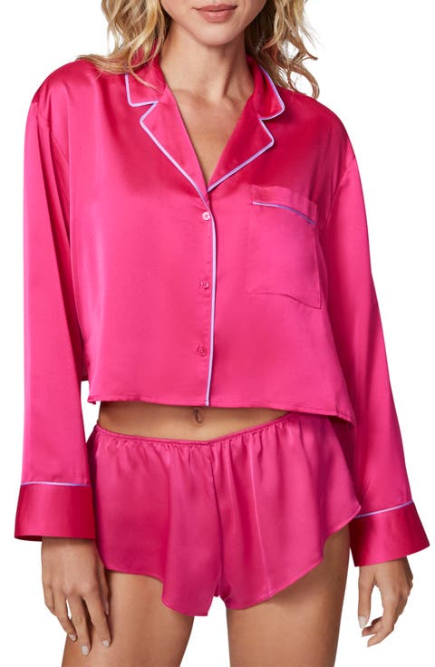 Satin Sleep Crop Pajama Top