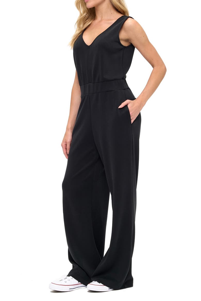 Sleeveless Scuba Knit Jumpsuit, Alternate, color, BLACK
