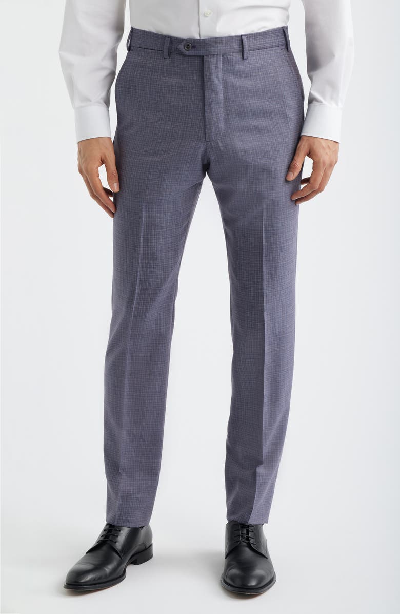 Emporio Armani Purple & Blue Plaid Virgin Wool Suit, Alternate, color, Purple