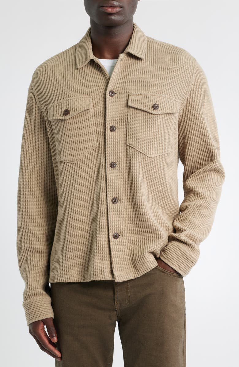 Rails Wells Waffle Knit Shirt Jacket, Alternate, color, Barley