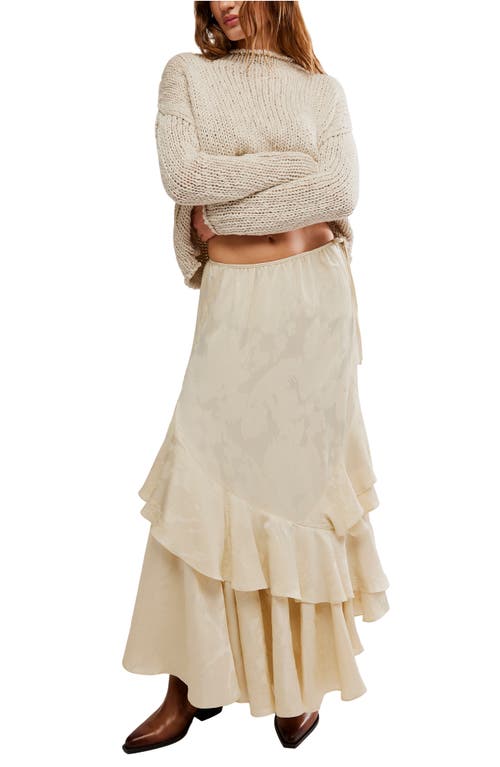 Free People Promenade Jacquard Ruffle Maxi Skirt In Neutral