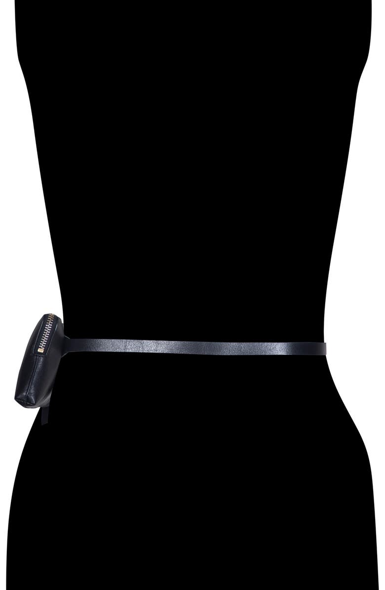AllSaints Convertible Leather Belt Bag, Alternate, color, Black/ Warm Brass