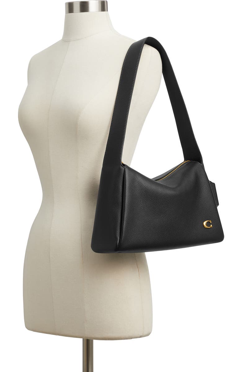 COACH Lola Polished Pebble Leather Shoulder Bag, Alternate, color, Black