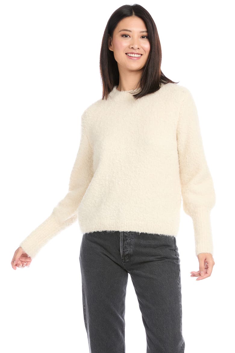 Bouclé Crewneck Sweater, Alternate, color, CREAM