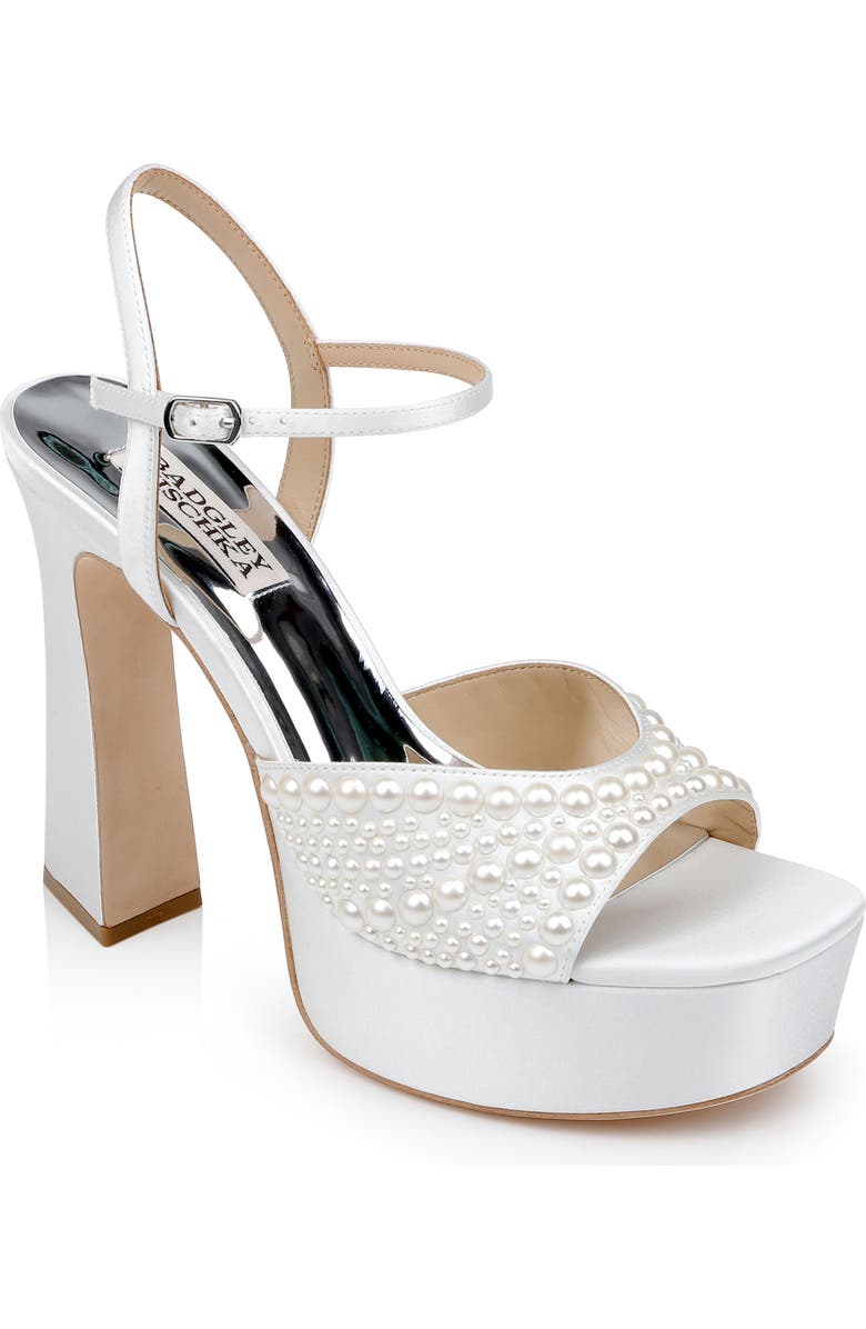 BADGLEY MISCHKA Bryleigh Ankle Strap Platform Sandal, Main, color, Whitesatin