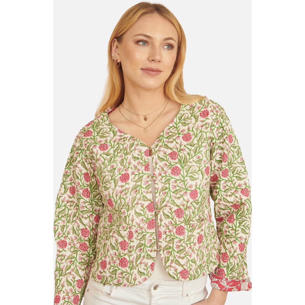 Yumi Floral Reversible Cotton Quilted Jacket In Multi