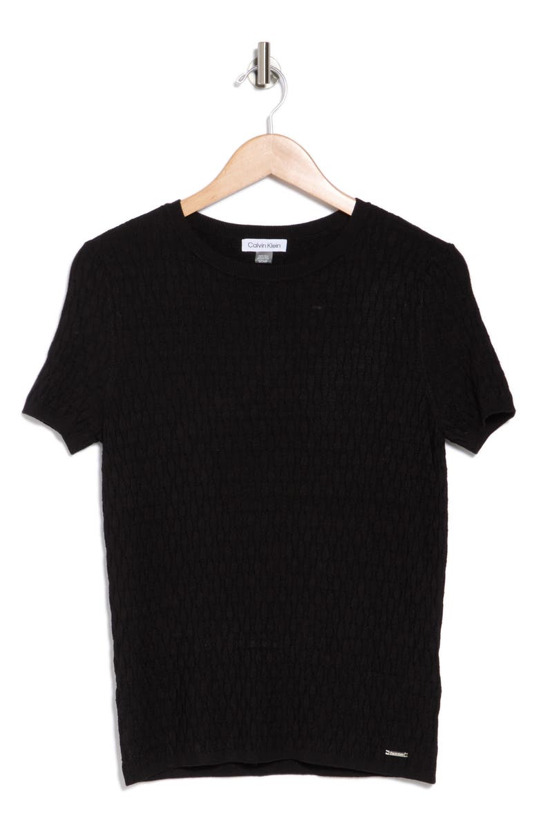 Calvin Klein Textured Short Sleeve Sweater, Alternate, color,